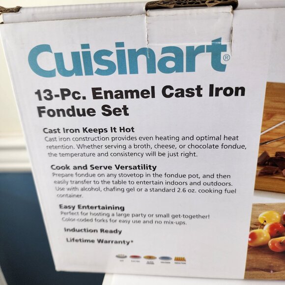 Cuisinart 13 Piece Enamel Cast Iron Fondue Set 1.5 Qt NWT - Picture 6 of 6